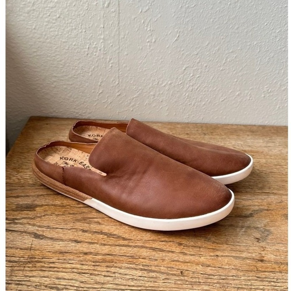Kork-Ease Brown Leather Mule Sneakers Slip On Cork Footbed‎ Womens 7.5M